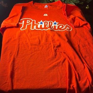 MLB Majestic Men’s Phillies Ruiz 51 Jersey Tee Color Red Size Large
